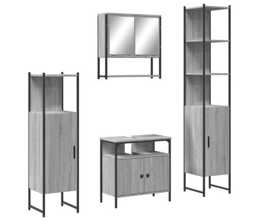 Set de muebles de baño 4 pzas madera contrachapada gris sonoma