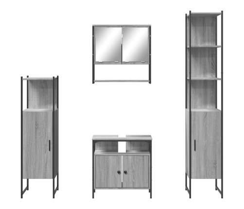 Set de muebles de baño 4 pzas madera contrachapada gris sonoma