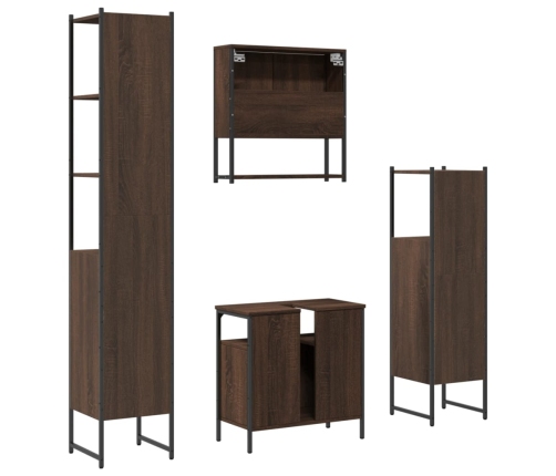 Set de muebles baño 4 pzas madera contrachapada roble marrón