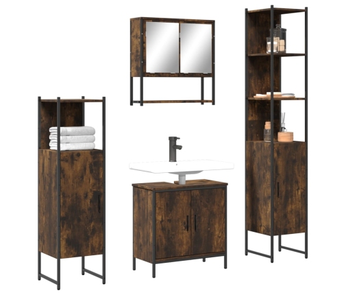 Set de muebles baño 4 pzas madera contrachapada roble ahumado