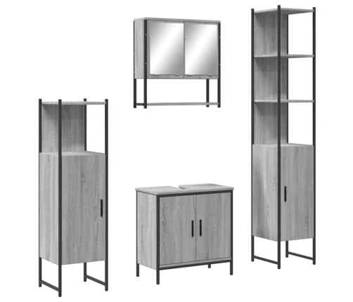 Set de muebles de baño 4 pzas madera contrachapada gris sonoma