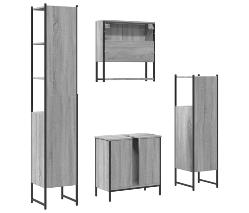 Set de muebles de baño 4 pzas madera contrachapada gris sonoma