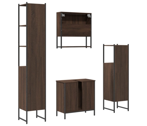 Set de muebles baño 4 pzas madera contrachapada roble marrón