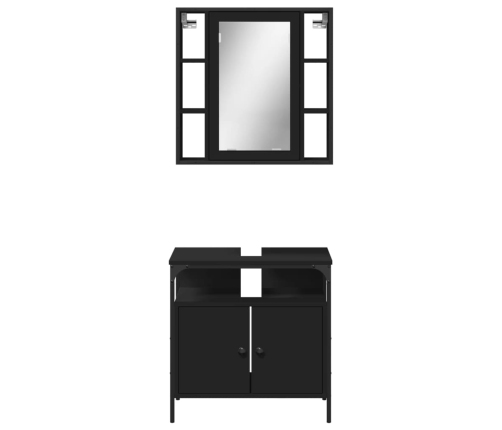 Juego de muebles de baño 2 pzas madera contrachapada negro