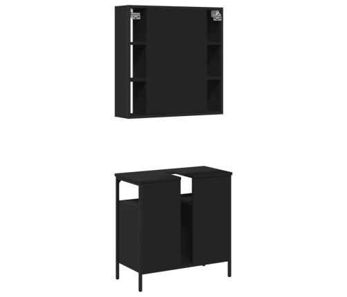 Juego de muebles de baño 2 pzas madera contrachapada negro