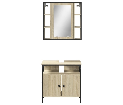 Set de muebles de baño 2 pzas madera contrachapada roble Sonoma