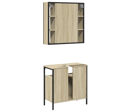 Set de muebles de baño 2 pzas madera contrachapada roble Sonoma