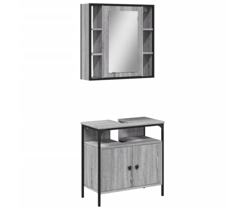 Set de muebles de baño 2 pzas madera contrachapada gris sonoma