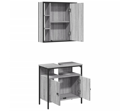 Set de muebles de baño 2 pzas madera contrachapada gris sonoma