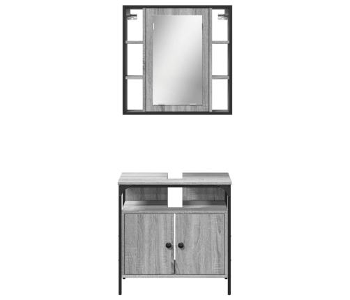 Set de muebles de baño 2 pzas madera contrachapada gris sonoma