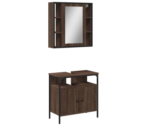 Set de muebles baño 2 pzas madera contrachapada marrón roble