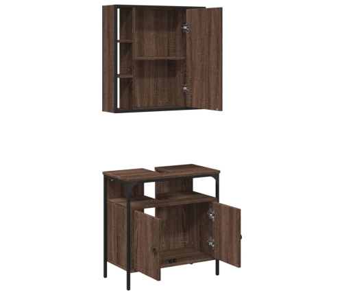 Set de muebles baño 2 pzas madera contrachapada marrón roble