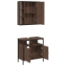 Set de muebles baño 2 pzas madera contrachapada marrón roble