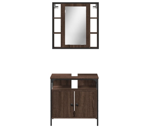 Set de muebles baño 2 pzas madera contrachapada marrón roble