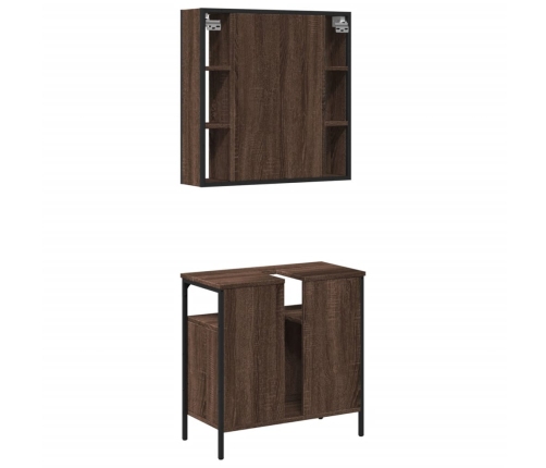 Set de muebles baño 2 pzas madera contrachapada marrón roble