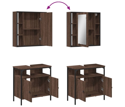 Set de muebles baño 2 pzas madera contrachapada marrón roble