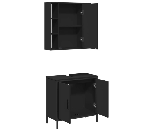 Juego de muebles de baño 2 pzas madera contrachapada negro