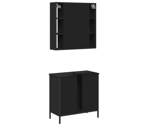 Juego de muebles de baño 2 pzas madera contrachapada negro