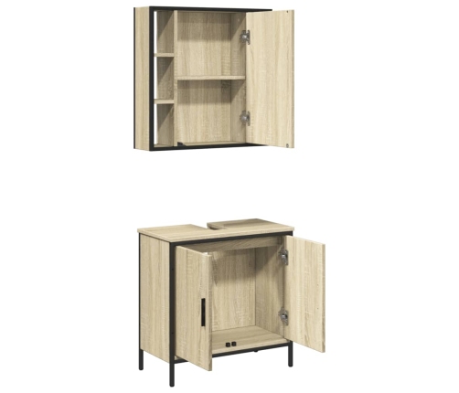 Set de muebles de baño 2 pzas madera contrachapada roble Sonoma