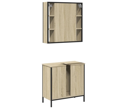 Set de muebles de baño 2 pzas madera contrachapada roble Sonoma