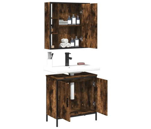 Set de muebles baño 2 pzas madera contrachapada roble ahumado