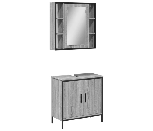 Set de muebles de baño 2 pzas madera contrachapada gris sonoma