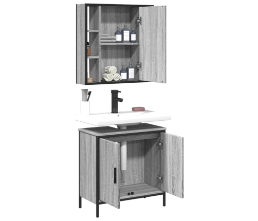 Set de muebles de baño 2 pzas madera contrachapada gris sonoma