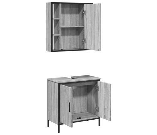 Set de muebles de baño 2 pzas madera contrachapada gris sonoma