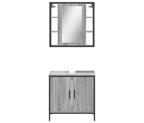 Set de muebles de baño 2 pzas madera contrachapada gris sonoma