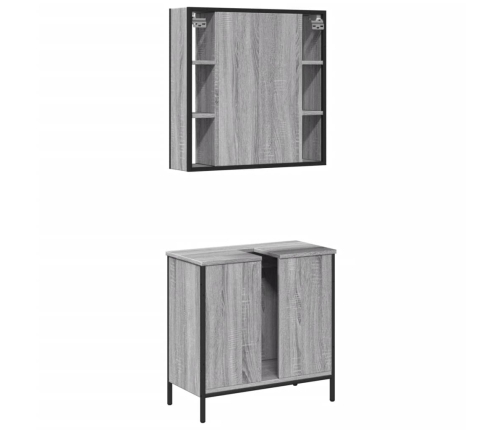 Set de muebles de baño 2 pzas madera contrachapada gris sonoma