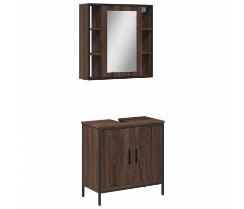 Set de muebles baño 2 pzas madera contrachapada marrón roble