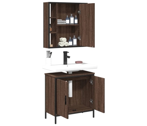 Set de muebles baño 2 pzas madera contrachapada marrón roble