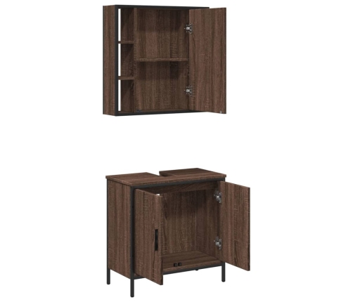 Set de muebles baño 2 pzas madera contrachapada marrón roble