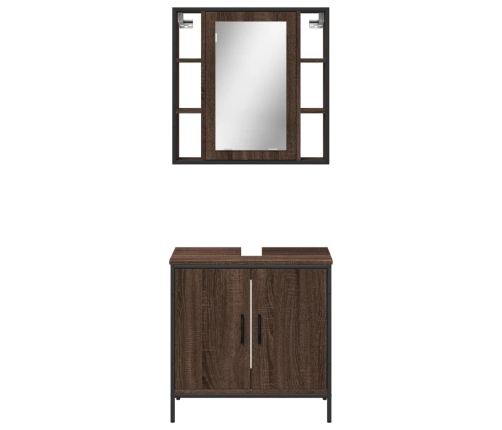 Set de muebles baño 2 pzas madera contrachapada marrón roble