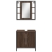 Set de muebles baño 2 pzas madera contrachapada marrón roble