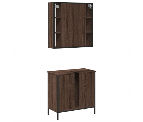 Set de muebles baño 2 pzas madera contrachapada marrón roble