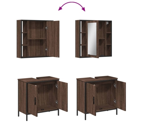 Set de muebles baño 2 pzas madera contrachapada marrón roble