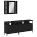 Set de muebles de baño 3 piezas madera contrachapada negro