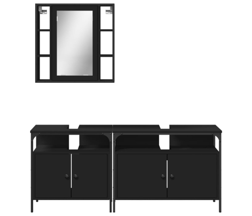 Set de muebles de baño 3 piezas madera contrachapada negro