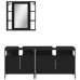 Set de muebles de baño 3 piezas madera contrachapada negro