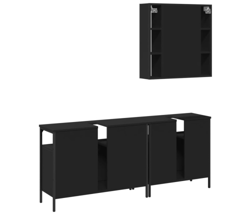 Set de muebles de baño 3 piezas madera contrachapada negro