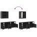 Set de muebles de baño 3 piezas madera contrachapada negro