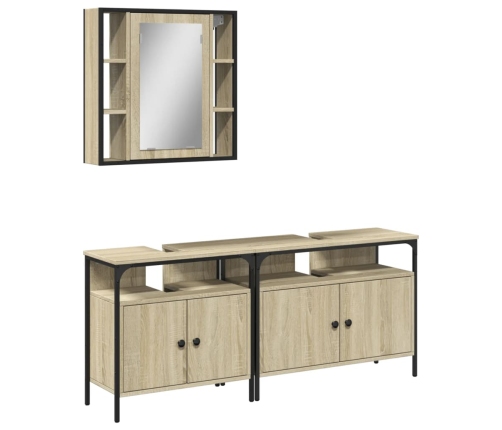 Set de muebles de baño 3 pzas madera contrachapada roble sonoma