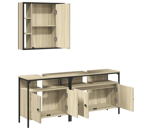 Set de muebles de baño 3 pzas madera contrachapada roble sonoma