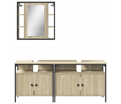 Set de muebles de baño 3 pzas madera contrachapada roble sonoma