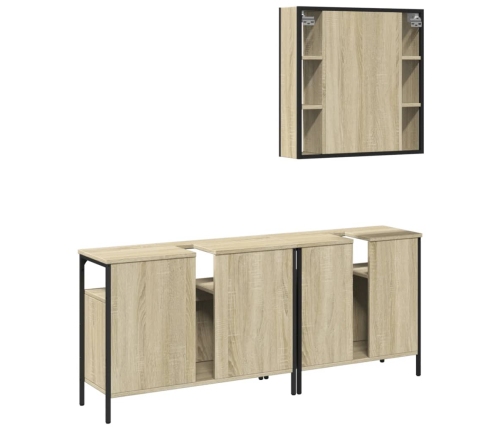 Set de muebles de baño 3 pzas madera contrachapada roble sonoma