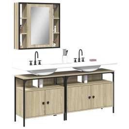 Set de muebles de baño 3 pzas madera contrachapada roble sonoma