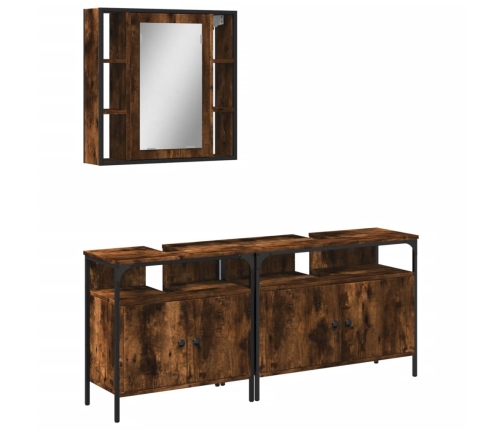 Set de muebles baño 3 pzas madera contrachapada roble ahumado