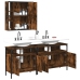 Set de muebles baño 3 pzas madera contrachapada roble ahumado