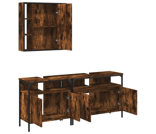 Set de muebles baño 3 pzas madera contrachapada roble ahumado